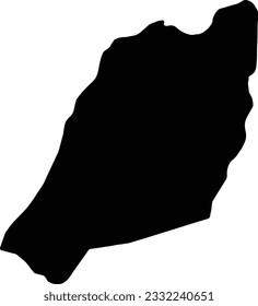 Silhouette map of Adjumani Uganda with transparent background.