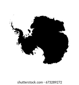 Silhouette map af Antarctica. High detailed black vector illustration isolated on white background.