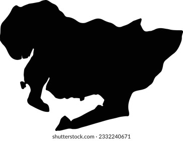 Silhouette map of Aichi Japan with transparent background.