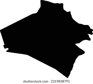 Silhouette map of Al-Anbar Iraq with transparent background.