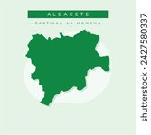 Silhouette map of Albacete Spain with transparent background.