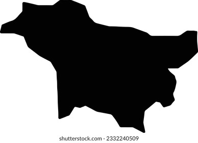 Silhouette Karte von Alebtong Uganda mit transparentem Hintergrund.