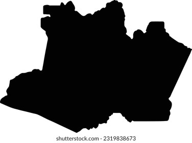 Silhouette map of Amazonas Brazil with transparent background.