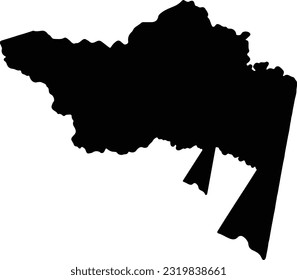 Silhouette map of Amazonas Colombia with transparent background.