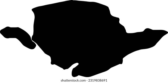 Silhouette map of Anglesey United Kingdom with transparent background.