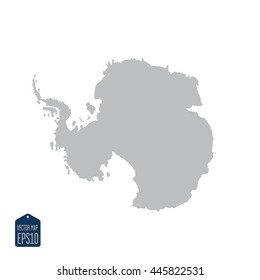 Silhouette map of the Antarctica continent. on a white background.