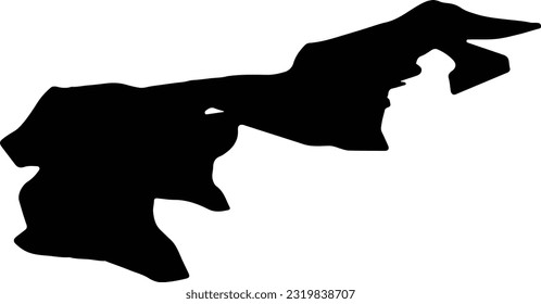 Silhouette map of Appenzell Ausserrhoden Switzerland with transparent background.