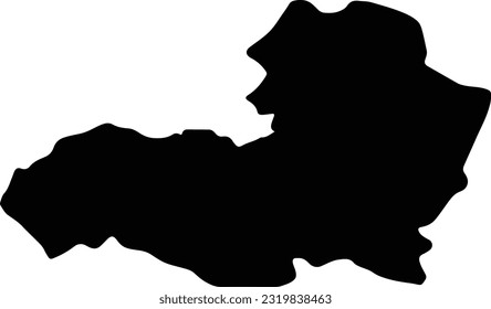 Silhouette map of Aragatsotn Armenia with transparent background.