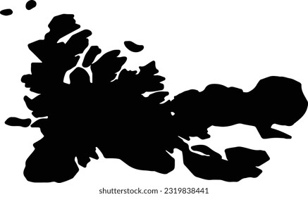 Silhouette map of Archipel des Kerguelen French Southern and Antarctic Lands with transparent background.