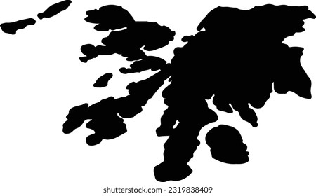 Silhouette map of Argyll and Bute United Kingdom with transparent background.