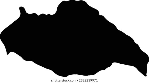 Silhouette map of Artigas Uruguay with transparent background.