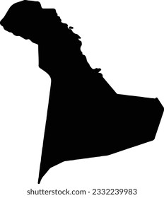 Silhouette map of Ash Sharqiyah Saudi Arabia with transparent background.