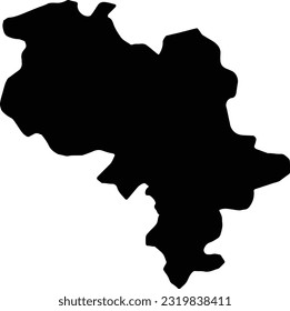 Silhouette map of Asti Italy with transparent background.
