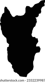 Silhouette map of Atsimo-Andrefana Madagascar with transparent background.