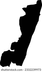 Silhouette map of Atsinanana Madagascar with transparent background.