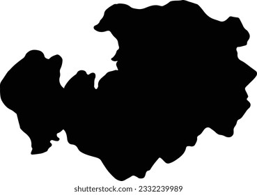 Silhouette map of Attapu Laos with transparent background.