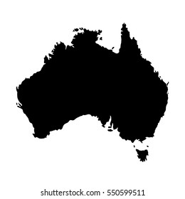 Silhouette Map Australia Black Isolated On Stock Vector (Royalty Free ...