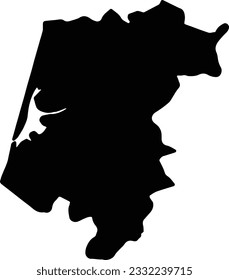 Silhouette map of Aveiro Portugal with transparent background.