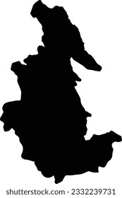 Silhouette map of Ayacucho Peru with transparent background.
