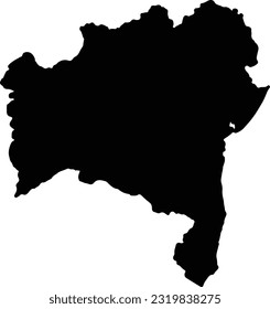 Silhouette map of Bahia Brazil with transparent background.