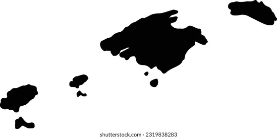 Silhouette map of Baleares Spain with transparent background.