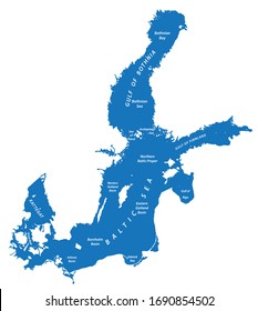 Silhouette Map Of The Baltic Sea In Northern Europe