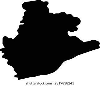 Silhouette map of Barcelona Spain with transparent background.