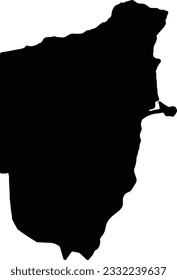 Silhouette map of Bari Somalia with transparent background.