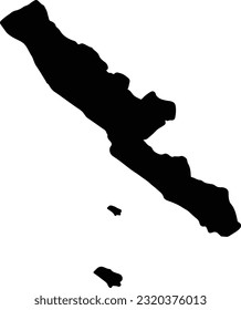 Silhouette map of Bengkulu Indonesia with transparent background.