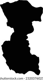 Silhouette map of Bengo Angola with transparent background.