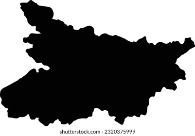 Silhouette map of Bihar India with transparent background.