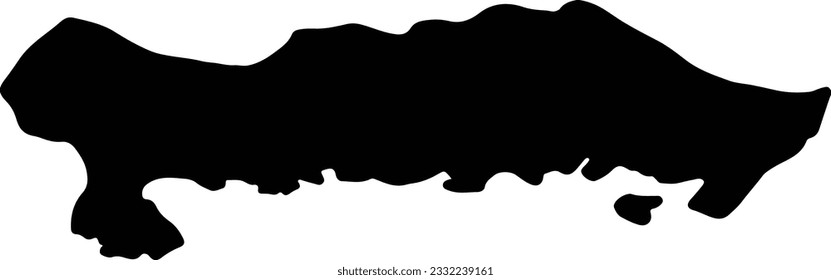 Silhouette map of Blekinge Sweden with transparent background.