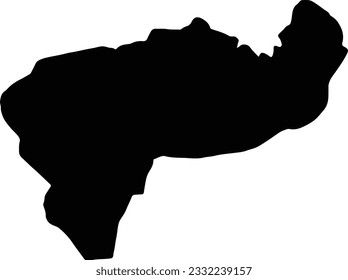Silhouette map of Boaco Nicaragua with transparent background.