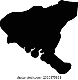 Mapa de silueta de Boffa Guinea con antecedentes transparentes.