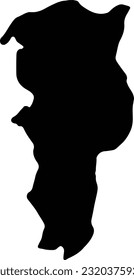 Silhouette map of Bolivar Ecuador with transparent background.