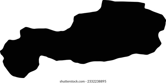 Silhouette map of Bolu Turkey with transparent background.