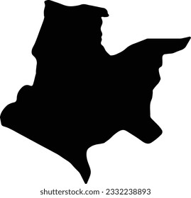 Silhouette map of Bomi Liberia with transparent background.