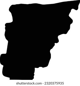 Silhouette map of Borgou Benin with transparent background.