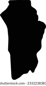 Silhouette map of Brokopondo Suriname with transparent background.