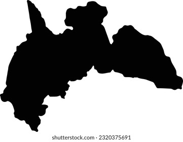 Silhouette map of Brong Ahafo Ghana with transparent background.
