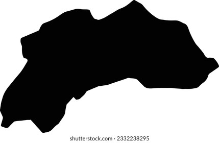 Silhouette map of Burdur Turkey with transparent background.