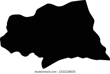 Silhouette map of Canelones Uruguay with transparent background.