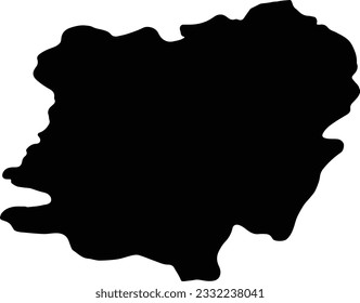 Silhouette map of Caras-Severin Romania with transparent background.