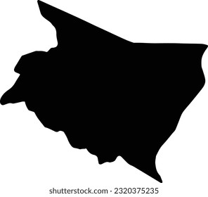 Silhouette map of Cartago Costa Rica with transparent background.