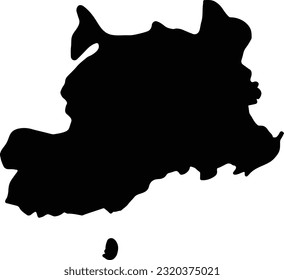 Silhouette map of Central Fiji with transparent background.