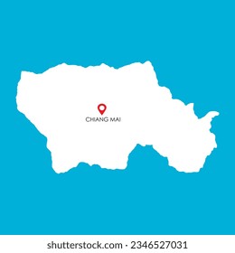 Silhouette map of Chiang Mai in Thailand with location icon