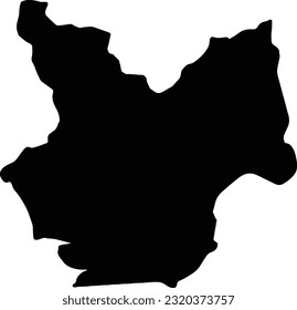 Silhouette map of Choluteca Honduras with transparent background.