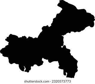 Silhouette map of Chongqing China with transparent background.