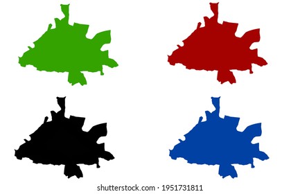 Silhouette of a map of the city of Dry Ridge in Kentucky, United States of America on a white background