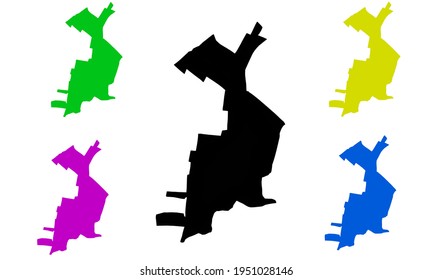 Silhouette of a map of the city of Ferriday in Louisiana in the United States on a white background